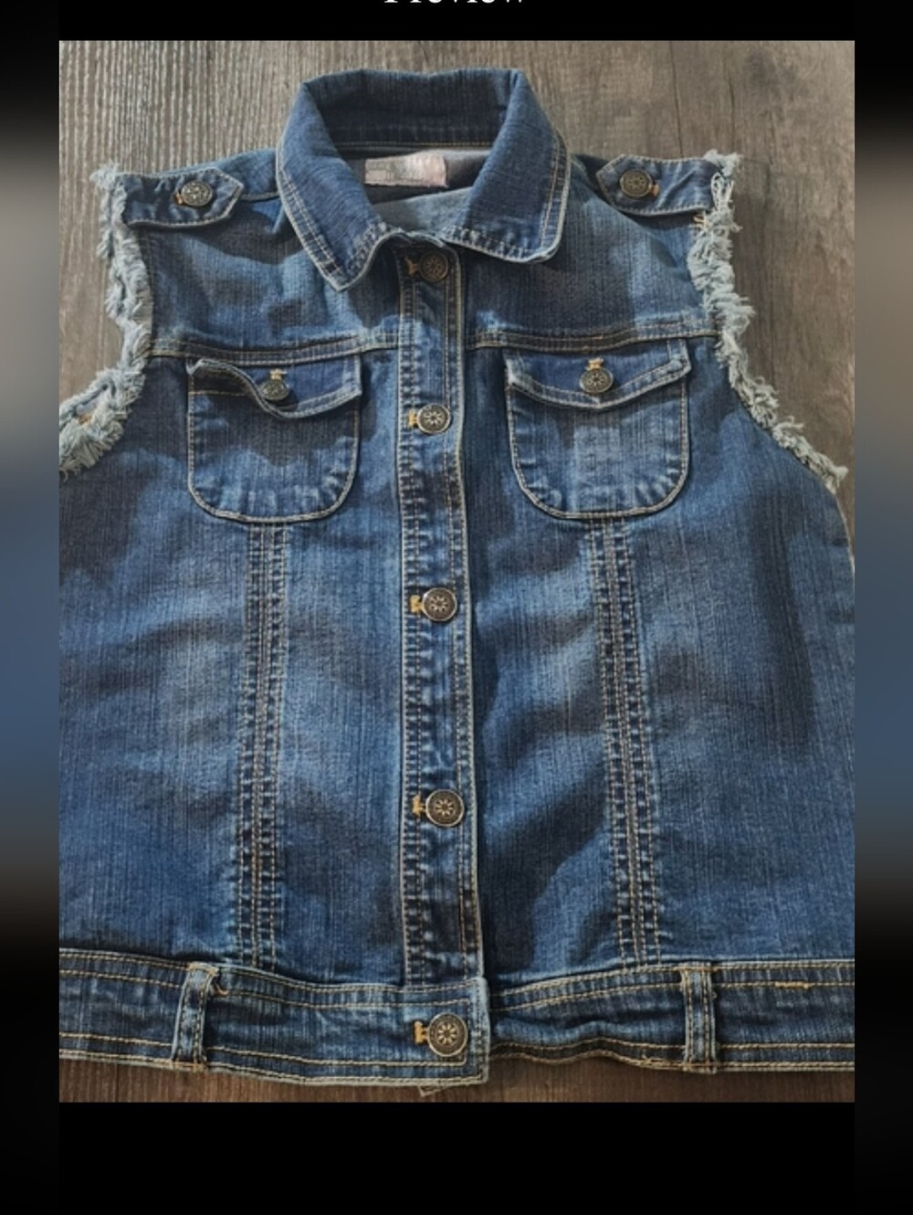 Crest jeans denim laced vest large (12-14)           ‎  bin 28